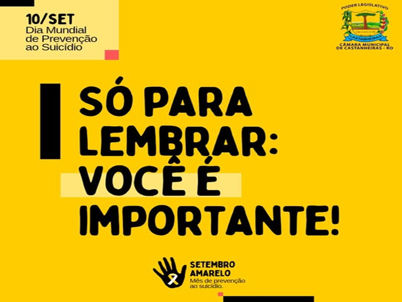 10 de setembro 💛 Setembro Amarelo – Mês de Prevenção ao Suicídio