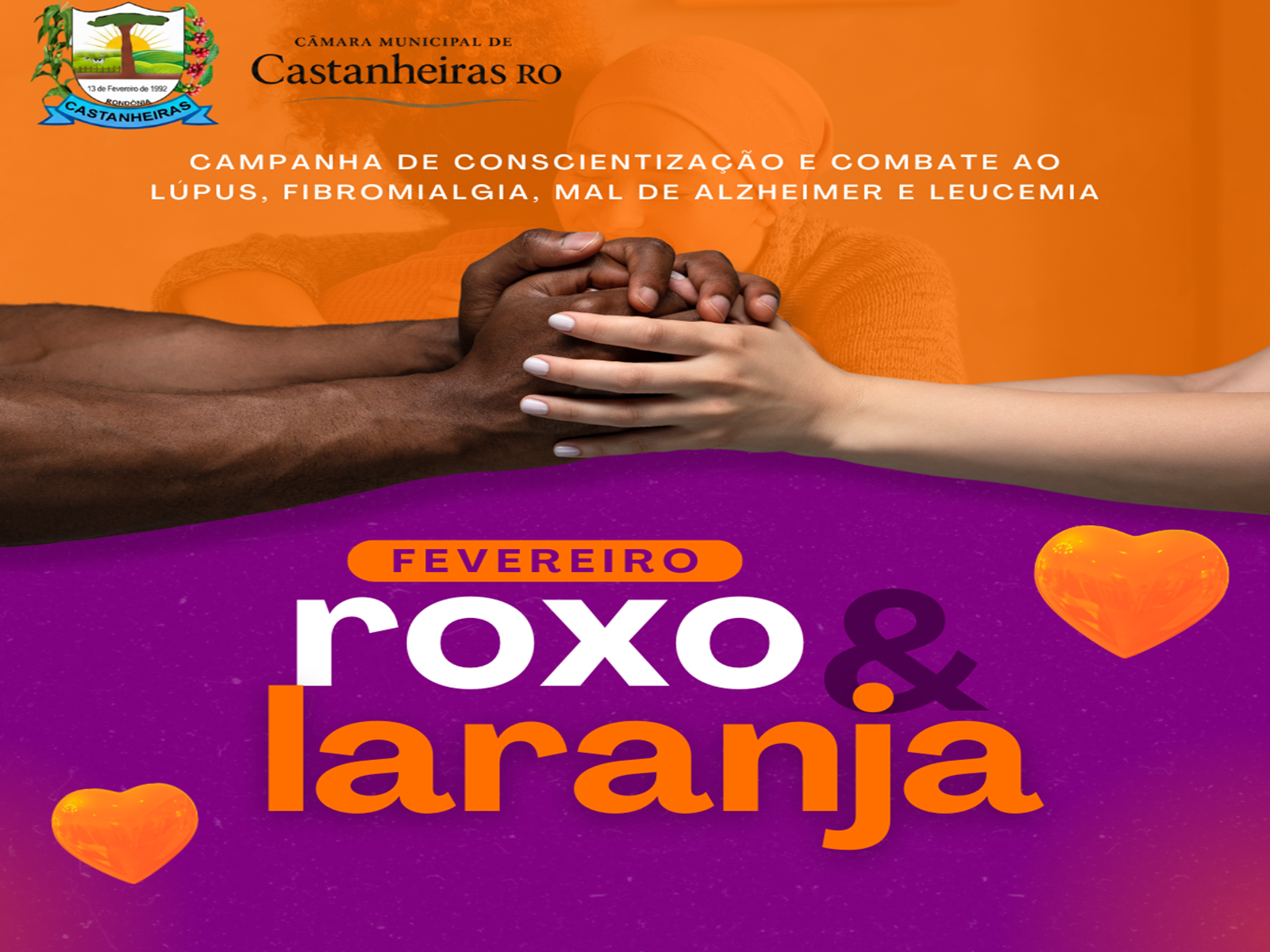 Fevereiro Roxo e Laranja: Câmara de Castanheiras reforça o apoio à conscientização e saúde